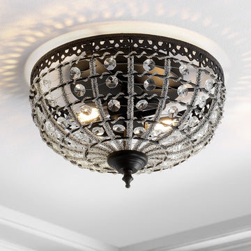 Anita 12.25" Low Ceiling Metal/Acrylic LED Flush Mount - JONATHAN Y